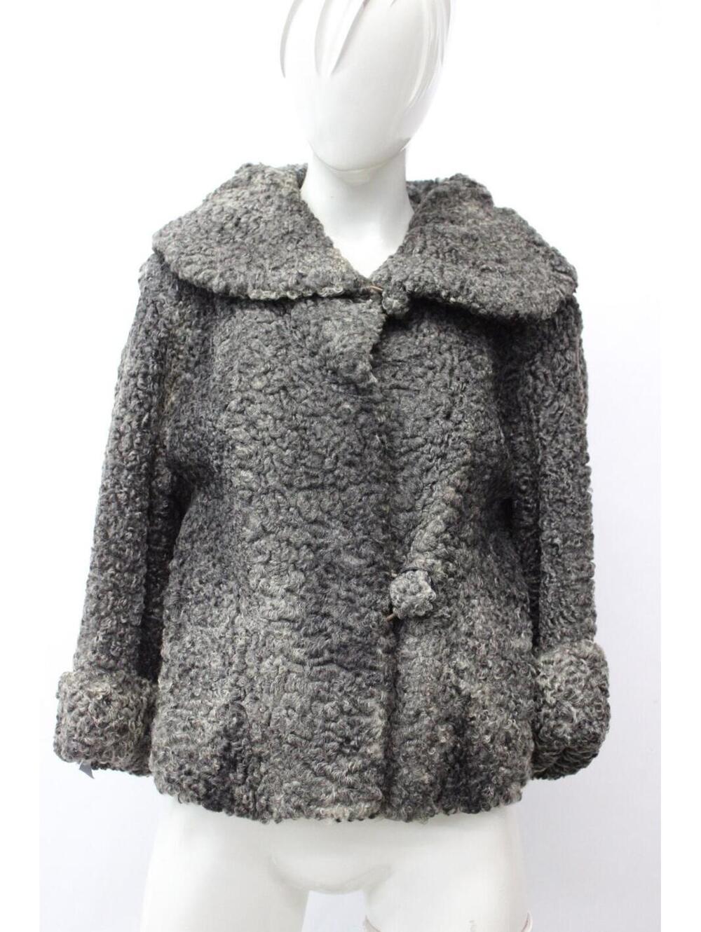 Scrap Item: Gray Lamb Astrakhan Fur Coat Jacket
